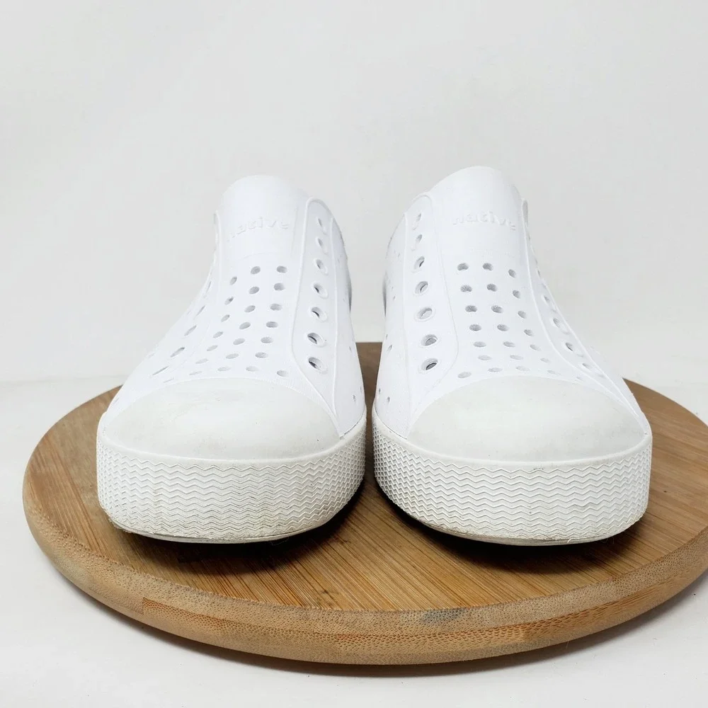 Native Jefferson Shoes Big Kids 3 Girls Boys White Slip On Sandal Play School J3